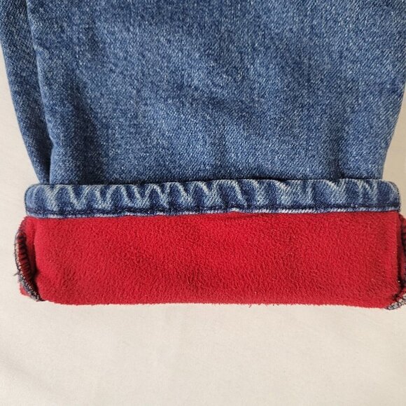 LL Bean Double L Red Flannel Lined Jeans Size 12T 30X33 Relaxed Fit High Rise - Picture 5 of 13